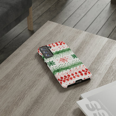 Watercolor Christmas Knitting - Impact Resistant Phone Case